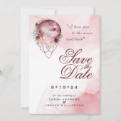Invitation Boho Pink Maroon Moon Mandala Enregistrer la date (Devant)