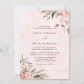 Invitation Boho Pink Peony Pampas Grass Mariage (Devant)