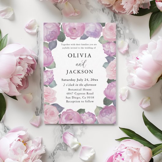 Invitation Boho Pink & Purple Floral Wedding