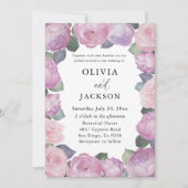 Invitation Boho Pink & Purple Floral Wedding (Devant)