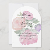 Invitation Boho Pink & Purple Watercolor Floral Wedding (Devant)