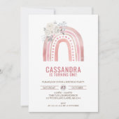 Invitation Boho Pink Rainbow Anniversaire, Rose 1er anniversa (Devant)