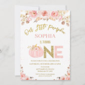 Invitation Boho Pink Rustic Automne Citrouille 1er anniversai (Devant)