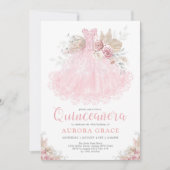 Invitation Boho Pink Silver Quinceañera (Devant)