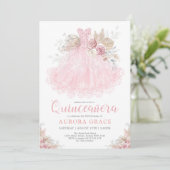 Invitation Boho Pink Silver Quinceañera (Debout devant)