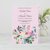 Invitation Boho pink white mint green peony floral wedding (Debout devant)