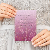 Invitation Boho Pink Wild Grasses & Folid Mariage
