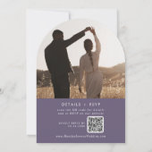 Invitation Boho Plum Purple Photo QR Code Arch Mariage (Dos)