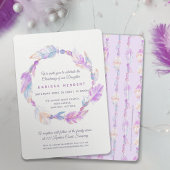 Invitation Boho plume aquarelle violet christ