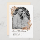 Invitation Boho Pompas Grass Enregistrer La Date WHITE (Devant / Derrière)