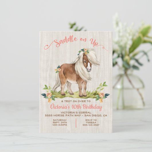 Invitation Boho Pony fête d'anniversaire (Debout devant)