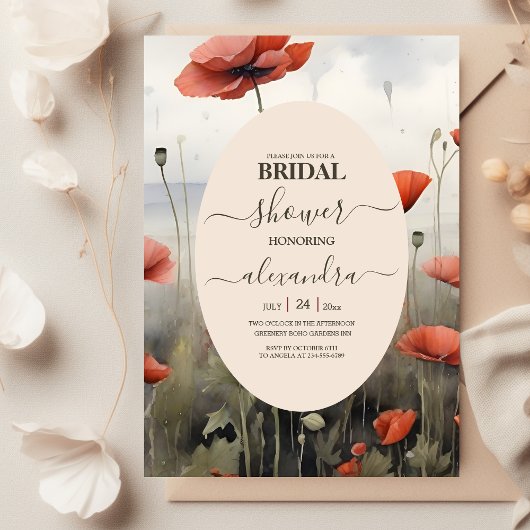 Invitation Boho Poppy Fleur sauvage Botanique