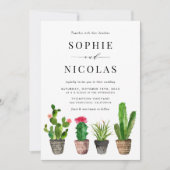 Invitation Boho Pot Succulents et Cactus Mariage d'été (Devant)