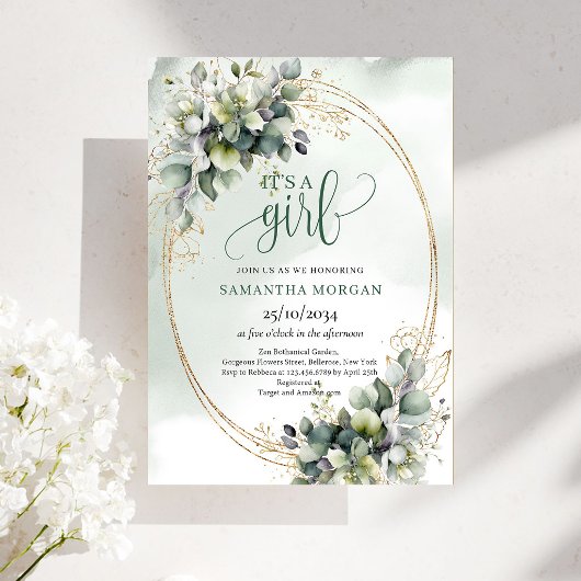 Invitation Boho Poussiéreux Feuilles d'Eucalyptus Vert C'est 
