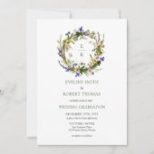 Invitation Boho prairie fleurs sauvages courre monogramme (Devant)