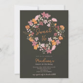 Invitation Boho prairie photo fleur sauvage Sweet 16 (Devant)