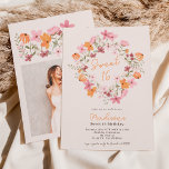 Invitation Boho prairie photo fleur sauvage Sweet 16<br><div class="desc">Annoncez votre prochain anniversaire Sweet 16 avec nos invitations inspirées du boho, avec de jolis et charmants fleurs sauvages dans les tons terre à la mode comme l'orange, le vert sauge, le rouge foncé et le rose poussiéreux sur le beige. Le script de brosse moderne ajoute une touche d'élégance à...</div>