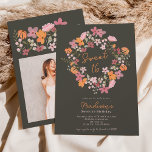 Invitation Boho prairie photo fleur sauvage Sweet 16<br><div class="desc">Annoncez votre prochain anniversaire Sweet 16 avec nos invitations inspirées du boho, avec de jolis et charmants fleurs sauvages dans les tons terre à la mode comme l'orange, le vert sauge, le rouge foncé et le rose poussiéreux sur le vert. Le script de brosse moderne ajoute une touche d'élégance à...</div>