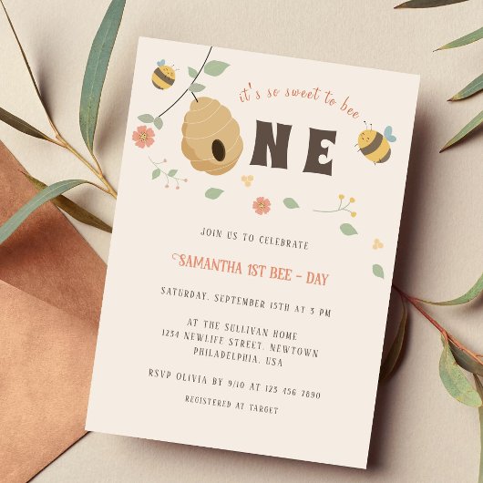 Invitation Boho Premier jour d'abeille 1er anniversaire d'abe