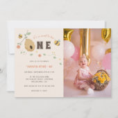 Invitation Boho Premier jour d'abeille 1ère abeille photo d'a (Devant)