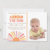 Invitation Boho Premier Voyage Autour Du Soleil 1Er Anniversa (Devant)