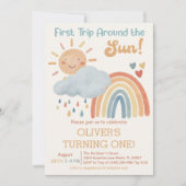 Invitation Boho Premier Voyage Autour Du Soleil 1Er Anniversa (Devant)