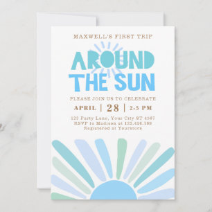 Invitation Boho Premier Voyage Autour Du Soleil 1Er Anniversa