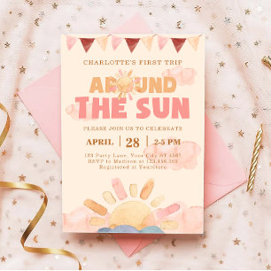 Invitation Boho Premier Voyage Autour Du Soleil 1Er Anniversa