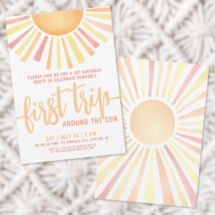 Invitation Boho Premier Voyage Autour Du Soleil 1Er Anniversa