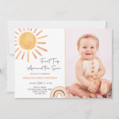 Invitation Boho Premier Voyage Autour Du Soleil 1Er Anniversa (Devant)