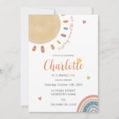 Invitation Boho Premier Voyage Autour Du Soleil 1Er Anniversa (Devant)