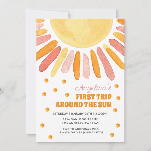 Invitation Boho Premier voyage autour du soleil Anniversaire  (Devant)