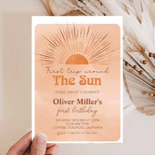 Invitation Boho Premier Voyage Autour Du Soleil Premier Anniv
