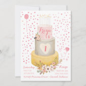 Invitation Boho Première Année Photo Collage Anniversaire Inv (Devant)