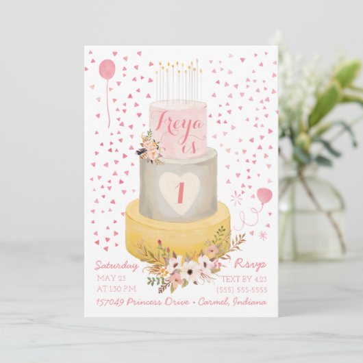 Invitation Boho Première Année Photo Collage Anniversaire Inv (Debout devant)