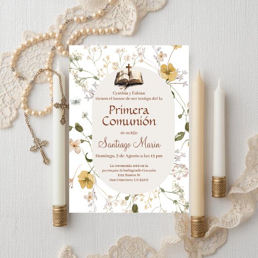 Invitation Boho Première communion espagnole