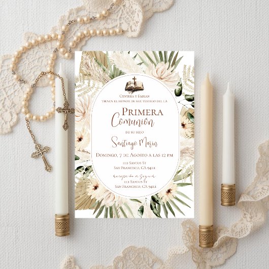 Invitation Boho Première Sainte Communion espagnole