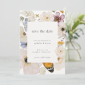 Invitation Boho Pressé Fleur séchée Enregistrer la date (Debout devant)