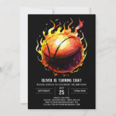 Invitation Boho Printable Fun Basketball Anniversaire (Devant)