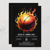 Invitation Boho Printable Fun Basketball Anniversaire (Devant / Derrière)