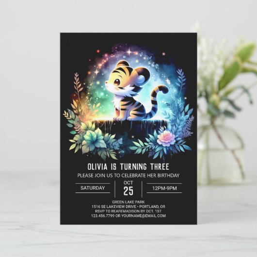 Invitation Boho Printable Tiger Anniversaire (Debout devant)