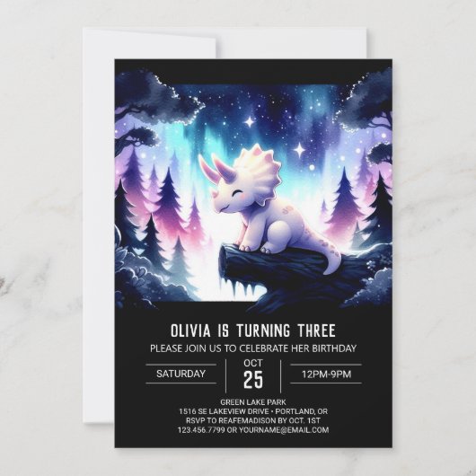 Invitation Boho Printable Tricératops Anniversaire (Devant)