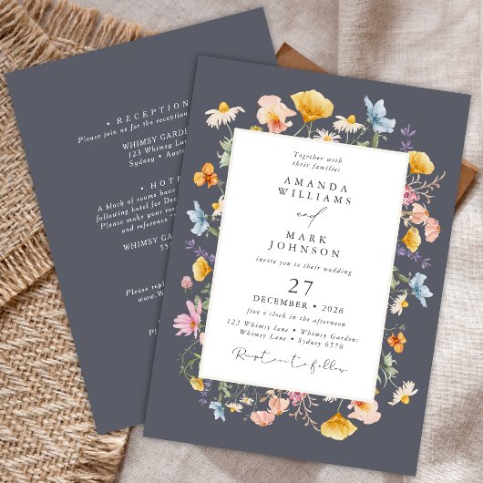 Invitation Boho Printemps Fleur sauvage Botanical Garden Wedd