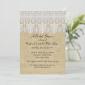 Invitation BOHO Printing Burlap n dentelle gitane Moderne Sty (Debout devant)