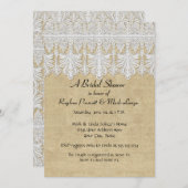 Invitation BOHO Printing Burlap n dentelle gitane Moderne Sty (Devant / Derrière)