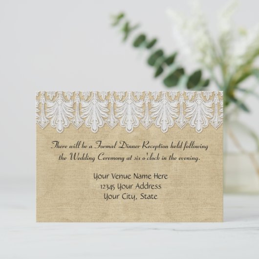 Invitation BOHO Printing Burlap n dentelle gitane Moderne Sty (Debout devant)