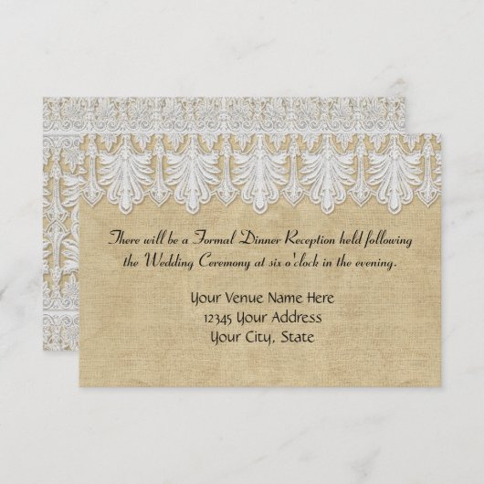 Invitation BOHO Printing Burlap n dentelle gitane Moderne Sty (Devant / Derrière)