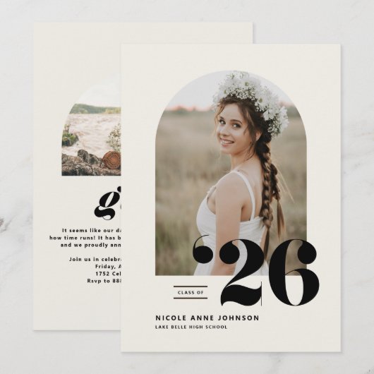 Invitation Boho Promotion 2025 Arche Photo de remise des dipl (Devant / Derrière)