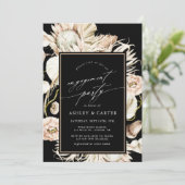Invitation Boho Protea Pampas Grass Black Engagement Party (Debout devant)