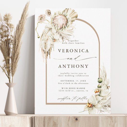 Invitation Boho Protea Pampas Grass Floral Arch Mariage